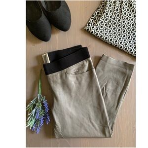 Gray Lambskin Leather Cropped Leggings/Pants